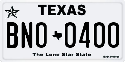 TX license plate BNO0400