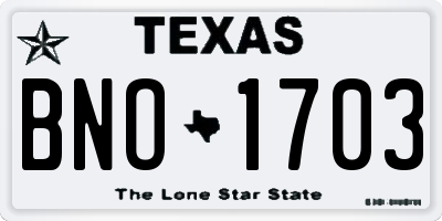 TX license plate BNO1703