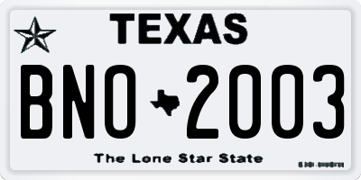 TX license plate BNO2003