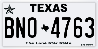 TX license plate BNO4763