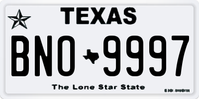 TX license plate BNO9997