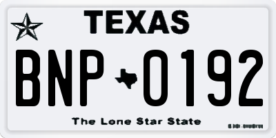 TX license plate BNP0192