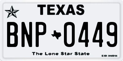 TX license plate BNP0449