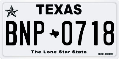 TX license plate BNP0718