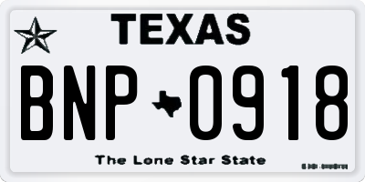 TX license plate BNP0918