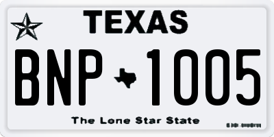 TX license plate BNP1005