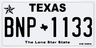 TX license plate BNP1133
