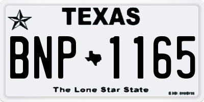 TX license plate BNP1165
