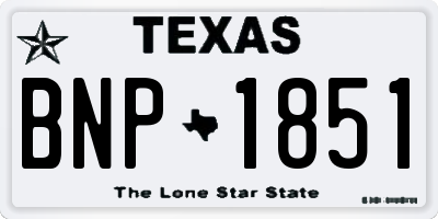 TX license plate BNP1851