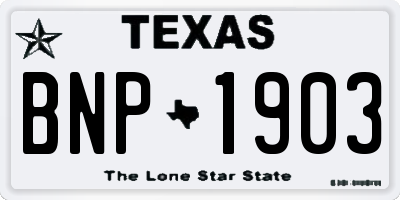 TX license plate BNP1903