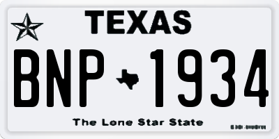 TX license plate BNP1934