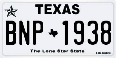 TX license plate BNP1938