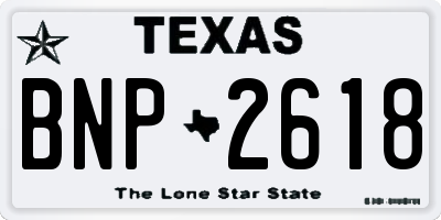 TX license plate BNP2618