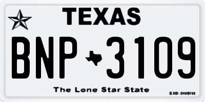 TX license plate BNP3109