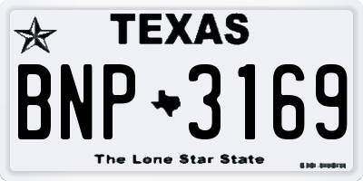 TX license plate BNP3169