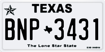 TX license plate BNP3431