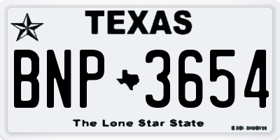 TX license plate BNP3654