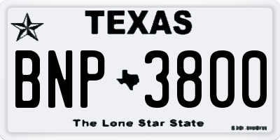 TX license plate BNP3800