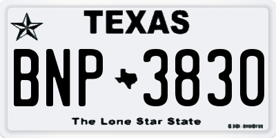 TX license plate BNP3830