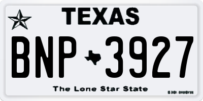 TX license plate BNP3927