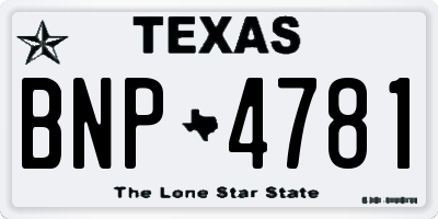 TX license plate BNP4781