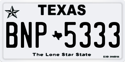 TX license plate BNP5333
