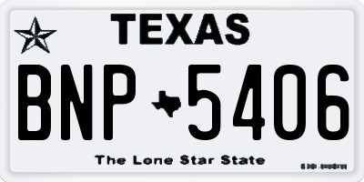 TX license plate BNP5406
