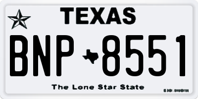 TX license plate BNP8551