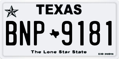 TX license plate BNP9181