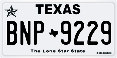 TX license plate BNP9229
