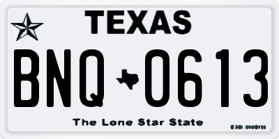 TX license plate BNQ0613