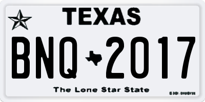 TX license plate BNQ2017
