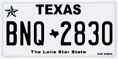 TX license plate BNQ2830