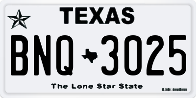 TX license plate BNQ3025