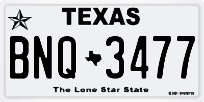 TX license plate BNQ3477