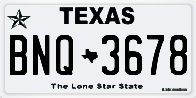 TX license plate BNQ3678