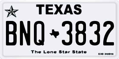 TX license plate BNQ3832