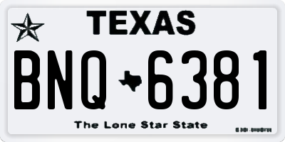 TX license plate BNQ6381