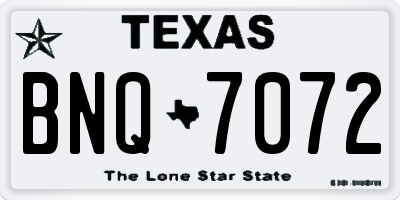 TX license plate BNQ7072