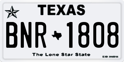 TX license plate BNR1808