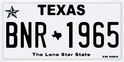 TX license plate BNR1965