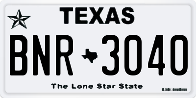 TX license plate BNR3040