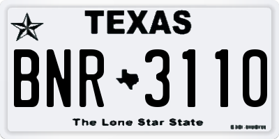 TX license plate BNR3110