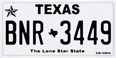 TX license plate BNR3449