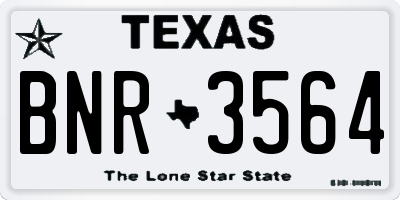 TX license plate BNR3564