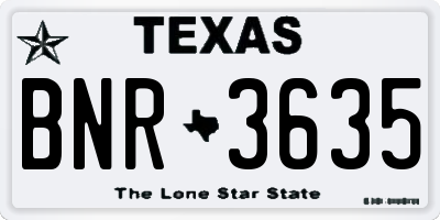 TX license plate BNR3635