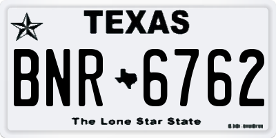 TX license plate BNR6762