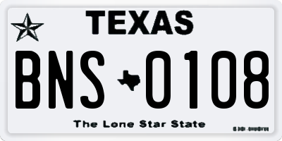 TX license plate BNS0108
