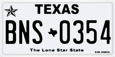 TX license plate BNS0354
