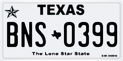 TX license plate BNS0399